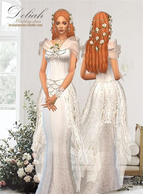 Long sleeves mermaid style wedding dress with transparent sleeves and extra transparent skirt layer Found in TSR Category 'Sims 4 Female Elder Formal'