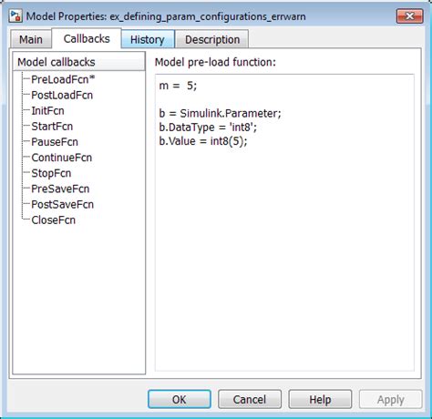 Simulink parameter vs matlab variable.  A callback is MATLAB code called ...