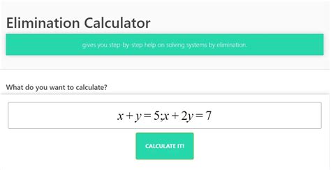 Simultaneous equations elimination calculator.  This powerful web tool is essential...