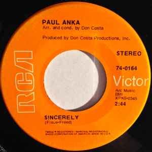 Sincerely — Paul Anka Last.fm