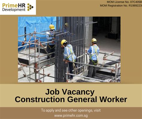 Singapore construction general worker job vacancy.  View all our Construct...