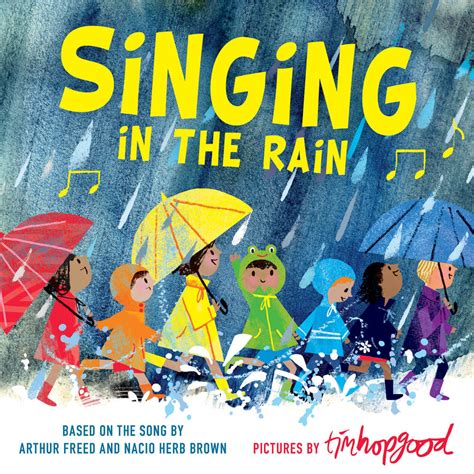 Singing in the rain book. Board book. $6.99 39 Used from $1.38 18 New from $6.04. Coupon: Apply $1.40 coupon Terms. Simple and evocative language and charming illustrations describe a girl's experience on a rainy day. On a rainy day, a young girl makes a paper boat, splashes in puddles, makes mud pies, and has other springtime fun! Elizabeth Spurr and Manelle Oliphant ... 