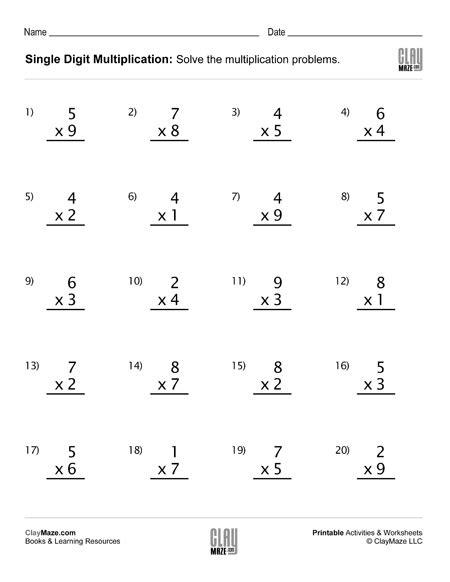 Single Digit Multiplication And Division Worksheets