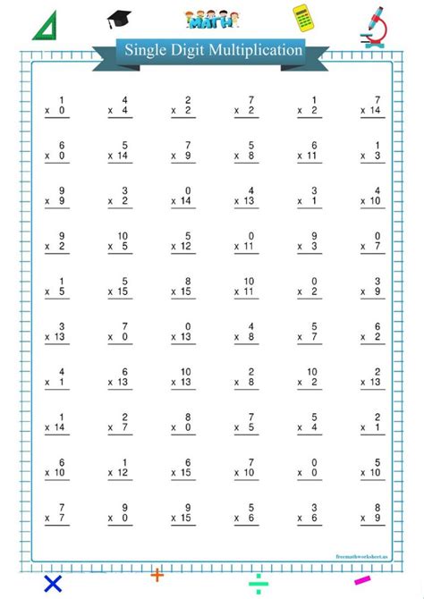 Single Digit Multiplication Worksheets Grade 3 Free Printable