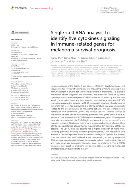 Single-cell RNA analysis to identify five cytokines signaling