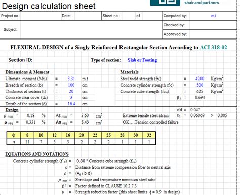 Singly Reinforced Beam Excel PDF Civil Engineering