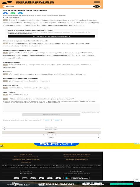 Sinonimos de brilho.  Dicion&aacute;rio de Sin&ocirc;nimos alvor, brilhantismo, celebridad...