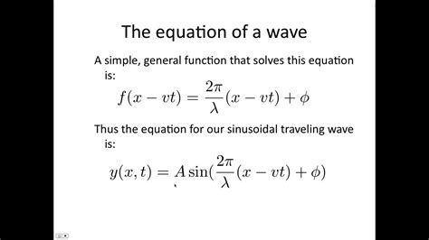 Sinusoidal wave equation derivation.  Note that this could be easily ex...
