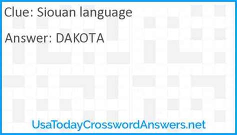 Sioux Language Crossword Clue