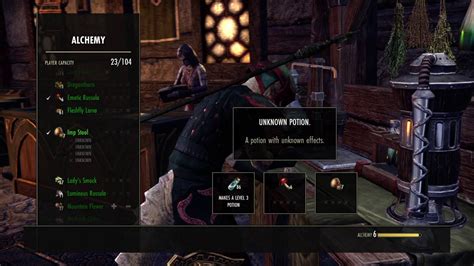 Learn how to craft potions and poisons with alchemy, a crafting profession in Elder Scrolls Online. Find out how to use reagents, solvents, traits, skill points, quick slots and more.. 