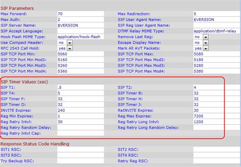 Sip timer values sec.  EnterRFC-3261 T1 value in the SIP T1 field. .  Requ...