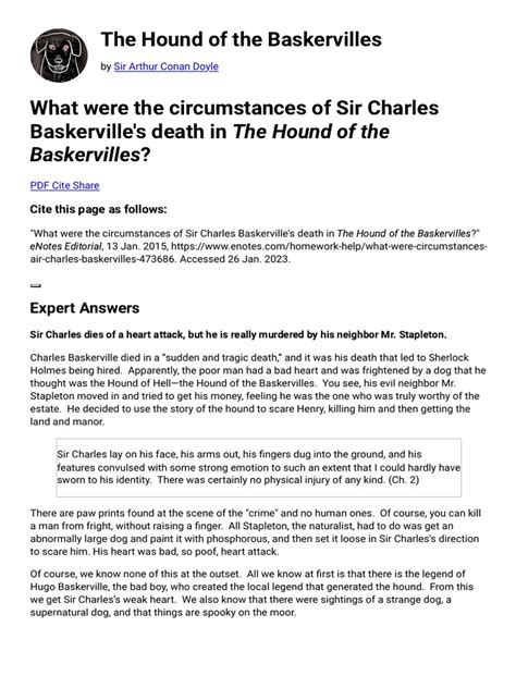 Sir Charles Baskerville's Death Circumstances and Unusual ...