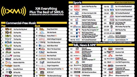 Sirius radio sports schedule. 400+ channels, including 140+ channels in your car & more to stream with the SiriusXM app. Ad-free music for every genre & decade plus artist-created channels. Original talk, podcasts, exclusive comedy & news from every angle. Play-by-play of NFL and PGA TOUR, plus the biggest names in sports talk. 