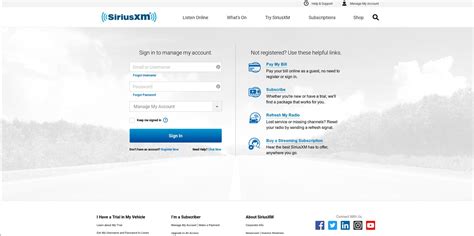 Siriusxm login.  Requires existing SXM profile credentials.  Don't have ...