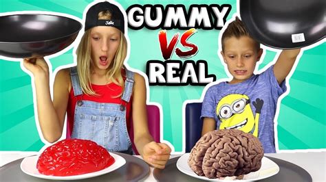 0:00 / 15:43 GUMMY vs REAL 2 SIS vs BRO 14.2M subscribers Subscribe 332K 42M views 6 years ago Gummy Food vs Real Food!!! Gross Food Challenge! Subscribe to SIS vs BRO -.... 