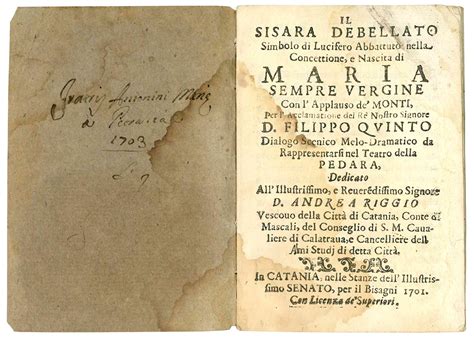 Sisara debellato di don diego pappalardo (1636 1710). - Catálogo de expedientes del siglo xix.