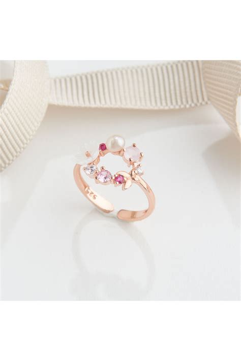 Siset Gümüş 925 Ayar Rose Kaplama Manolyalı Yaşam Çiçeği . 