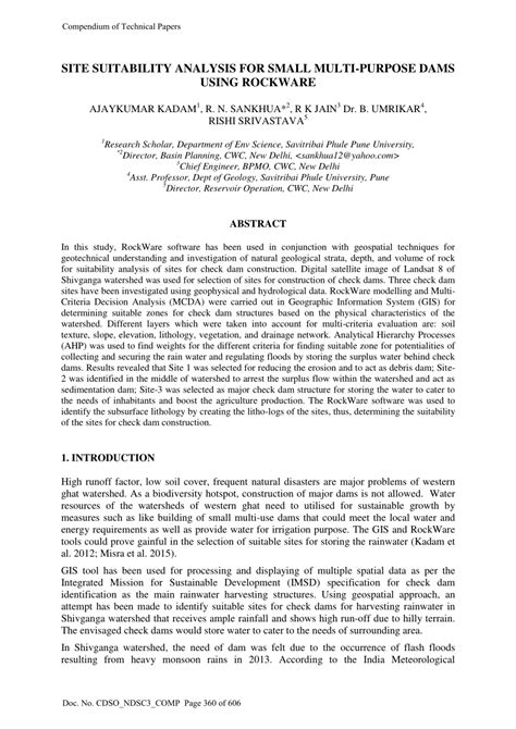 Site Suitability Analysis for Small Multipurpose Dams Using ...