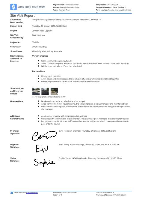 Site Visit Report example see an example of a good site visit report