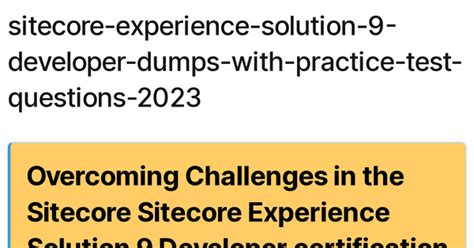 Sitecore-Experience-Solution-9-Developer Dumps