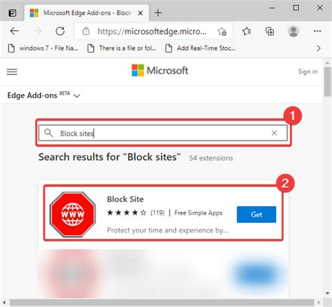 Siteyi Engelle Microsoft Edge Addons. 