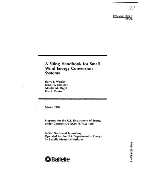Siting handbook for small wind energy conversion systems. - Mag er een eind komen aan het bittere einde?.