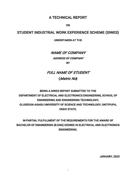 Siwes report on electrical engineering pdf 2021.  The document is a letter fr...