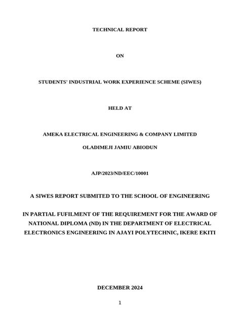 Siwes report on electrical engineering pdf download.  ABSTRACT These reports hold a review of ...