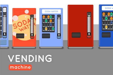 Six Vending machine flat design CustomDesigned Graphic Objects