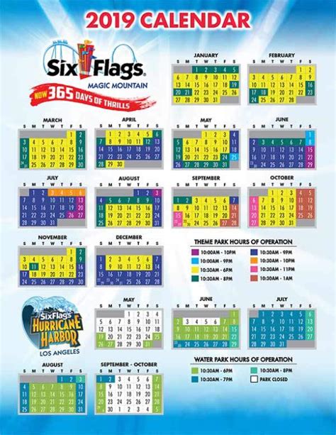 Six flags great america calendar. Jan 19, 2014 · Not to be confused with Six Flags Great America, this Six Flags park is located outside of Washington D.C. and 30 miles away from Baltimore. With over 50 rides, including 8 roller coasters, and the Hurricane Harbor water park, it’s a popular destination for thrill seekers…. Read More. 