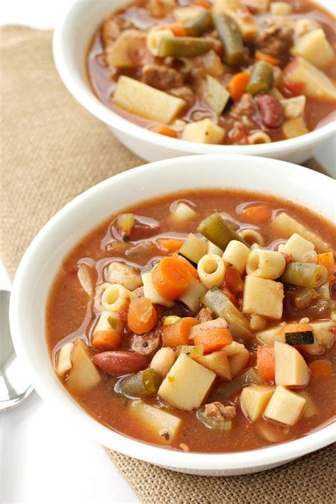Six sisters minestrone soup. There is no better way to warm your belly and your house in the cold winter months than to make soup. Soups are an easy, affordable, nutritious staple to add to your repertoire of dinner ideas. Here are 10 easy soups to warm you up this win... 