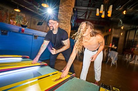 Six spots to play games — like ping pong, bowling, bocce and minigolf — between a round of drinks