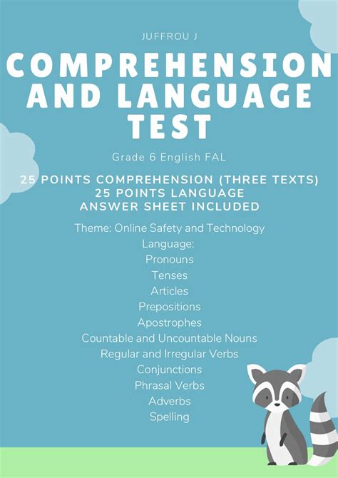 Sixth Grade English Comprehensive Test