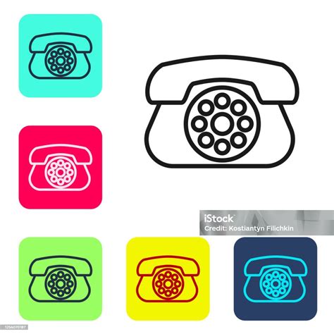 Siyah Çizgi Telefon Simgesi Beyaz Arka Planda Yalıtılmış Sabit Telefon .