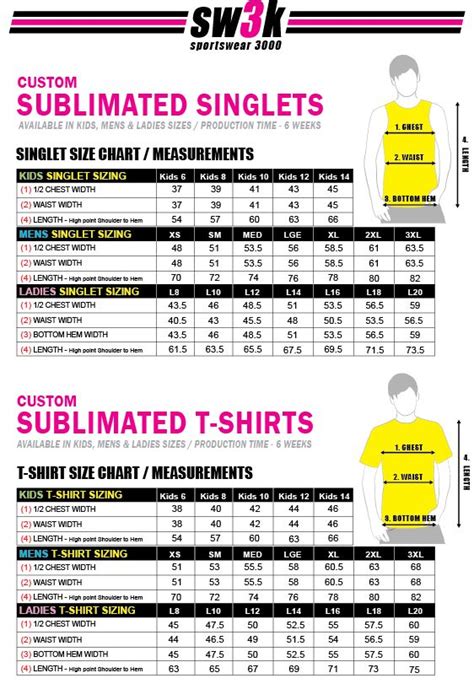 Size Chart Sublimation SPORTSWEAR 3000