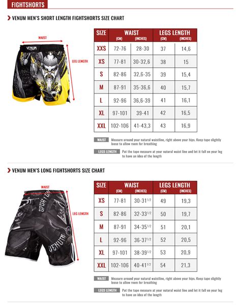 Size charts - Venum