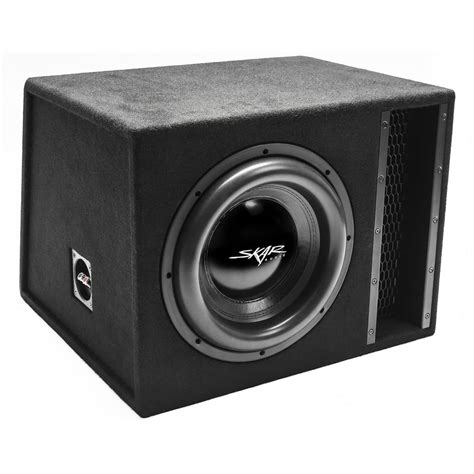 12 inch subwoofer box design Skar Audio EVL-12 box with room for cushion, ported box plan, 3D model. Net internal volume 2.00 cubic feet, port area 24.00 square inches, tuning frequency 32 Hz. .
