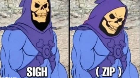 Skeletor unzipping pants. Skeletor, the iconic supervillain from the 1980s cartoon series “He-Man Masters of the Universe,” has transcended his original role as a bad guy and become a staple of meme culture. 