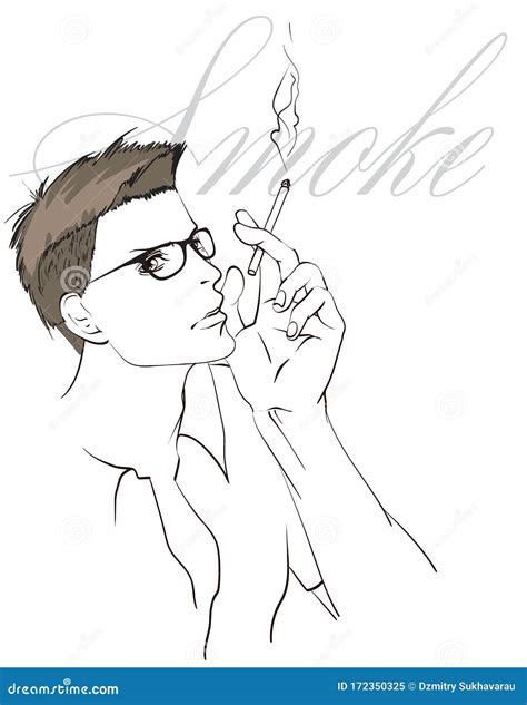 Sketch Man Smoking Drawing