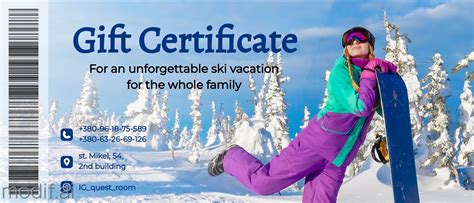 Ski Gift Certificate Template