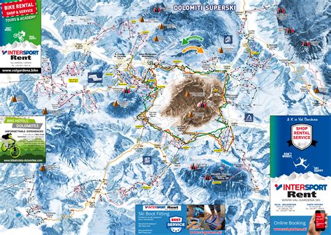 Ski slope map Val Gardena - Dolomiti Superski