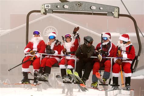 Skiing Santas hit the slopes in Maine