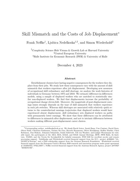 Skill Mismatch and the Costs of Job Displacement – IWH