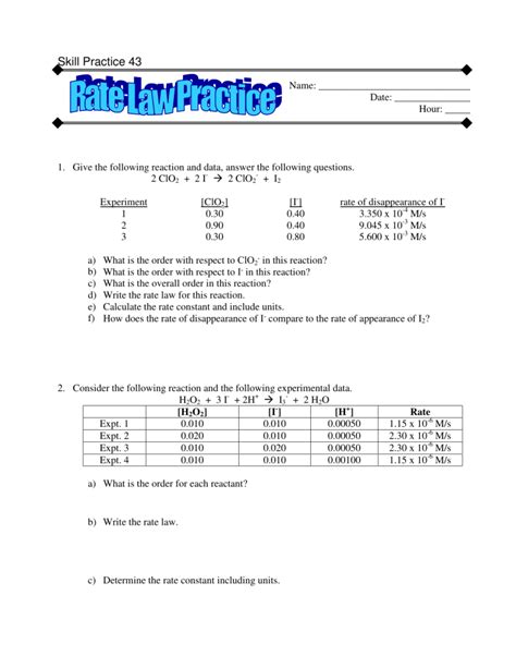Skill practice 43 rate law answer. - Unisa tutorial letter eth306w exam guide.