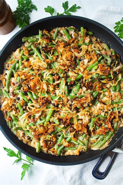 Skillet Loaded Green Bean Casserole - Amee