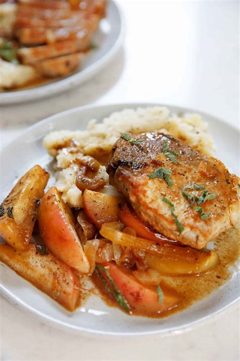 Skillet Pork Chops with Apples and Onions - Laura in the Kitchen