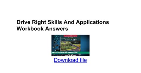 Skills And Applications Workbook Drive Right Answers