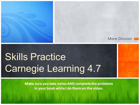 Skills Learning Lesson Practice Carnegie Answers 4