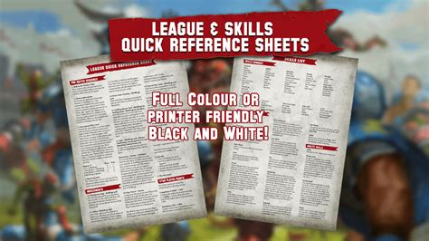 Skills List and League Quick reference sheets Description and