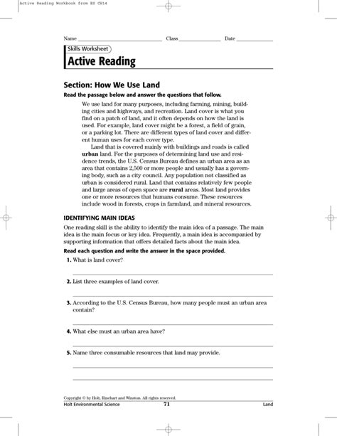 Skills worksheet active reading answer key land management and conservatio...